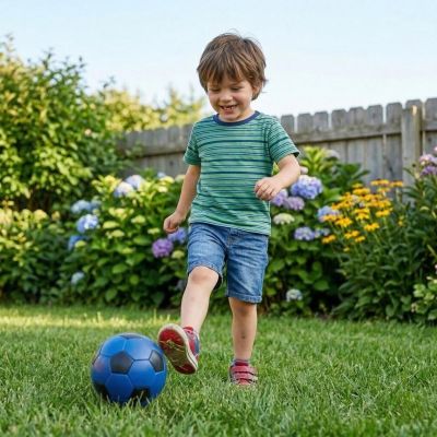 10. PU-Schaumstoffball 15 cm Blau Schwarz Enero