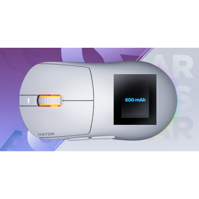 20. HATOR Quasar 3 Kabellose Gaming-Maus, beidhändig bedienbar, Funkfernbedienung + Bluetooth + USB Typ-A, optischer Sensor mit 12.000 DPI