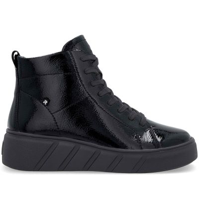 2. Schwarze Plateau-Ankle-Boots aus Lackleder für Damen, Rieker W2661-01