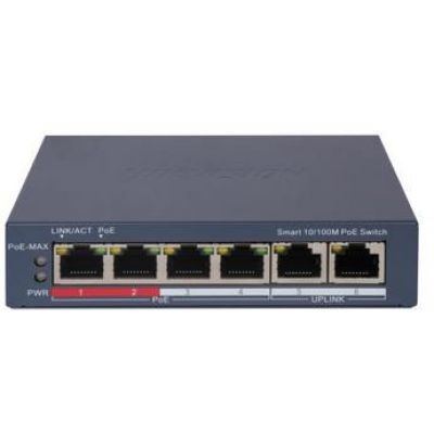 2. Hikvision DS-3E1106P-EI Managed Fast Ethernet (10/100) Netzwerk-Switch mit PoE-Unterstützung, Grau