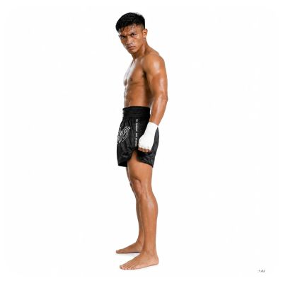 3. Schwarze Muay-Thai-Shorts für Herren V2 COMBATWEAR | DBX Bushido