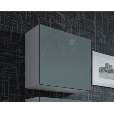 VIGO quadratische Vitrine 50/50/30 weiß/grau glänzend