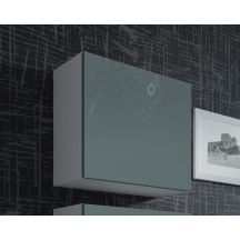 VIGO quadratische Vitrine 50/50/30 weiß/grau glänzend