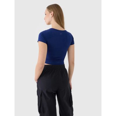 3. Damen Crop Top schlichtes T-Shirt 4F 4FRSS25TTSHF2695-31S