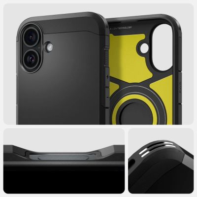 11. Spigen Tough Armor MagSafe Hülle mit Ständer für iPhone 16 – Schwarz