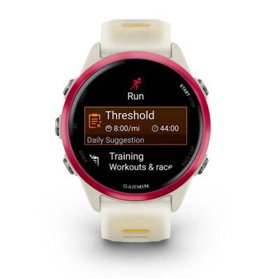 2. Garmin Forerunner 570 42mm Uhr aus Aluminium in den Farben Knochenweiß/Himbeere