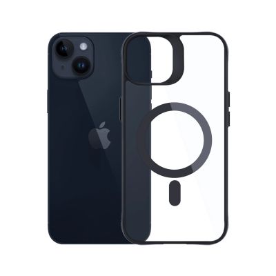 22. 3mk Satin Armor MagCase Hülle mit MagSafe für iPhone 14 Plus – transparent mit schwarzem Rahmen
