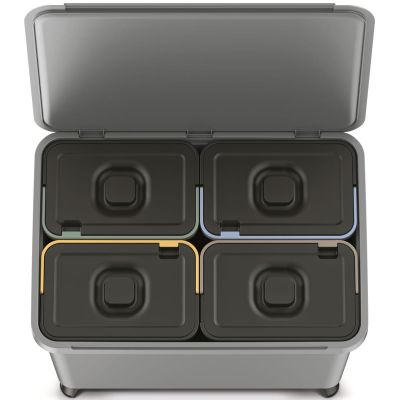4. ABFALLBEHÄLTERSYSTEM SORTIBOX 4IN1 GLATT GRAU