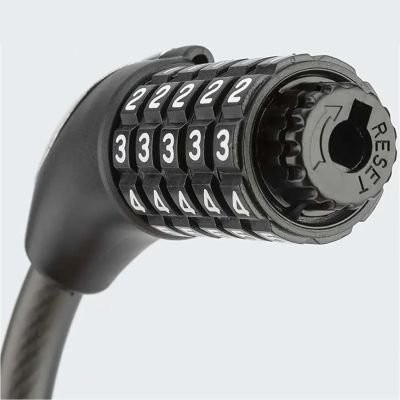 2. Rockbros RKS531 Fahrradschloss – Stahlseil, 5-stelliger Code + LED, 180 cm
