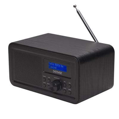Radio DENVER DAB-30 DAB+/UKW Netzbetrieb/4×AA mit schwarzem Holzgehäuse