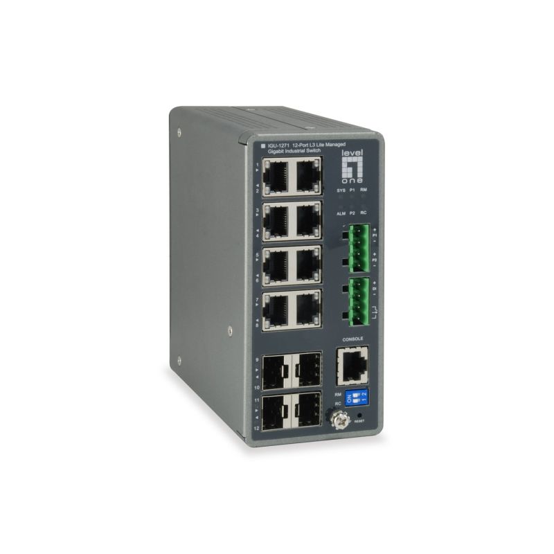 7. LevelOne 8xGE/4xSFP TURING Managed L3 1Gbps Industrie-Switch