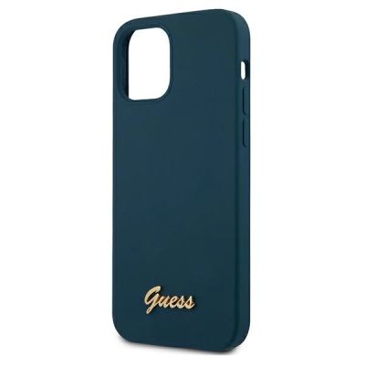 6. Guess, GUHCP12LLSLMGBL iPhone 12 Pro Max 6,7" blau/blaue Hardcase-Metall-Logoschrift