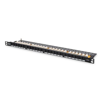 7. Digitus High-Density-Patchpanel 19" 24 x RJ45, LSA horizontal, Kat. 6, ungeschirmt, 0,5 HE, schwarz, Kabelführung