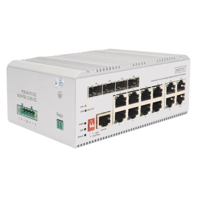 Digitus 8-Port Gigabit Ethernet PoE Industrie-Netzwerk-Switch, Managed L2, 4 SFP Uplink