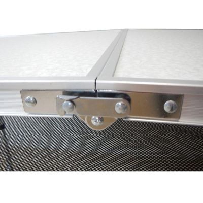 8. Klappbarer Campingtisch 120x60x70/62/55cm, 4 Stühle und Ablage