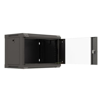 9. Wandmontierter Installationsschrank 19" 6U 540x350 schwarze Glastür LANBERG (Flat Pack)