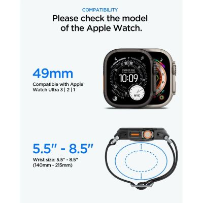 10. Spigen Lite Fit Pro Armband + Displayschutzfolie aus gehärtetem Glas für Apple Watch Ultra 49 mm – Schwarz