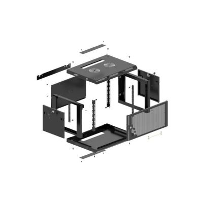 23. Lanberg 19" 9U 600x600 schwarzer Wandschrank mit perforierten Türen (flach verpackt)