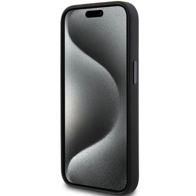 5. Karl Lagerfeld Choupette Metal Pin-Hülle aus Silikon für iPhone 15 Plus / 14 Plus – Schwarz