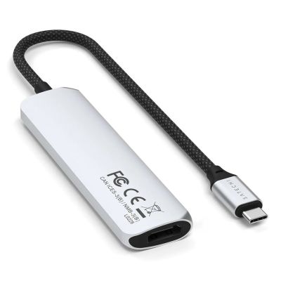 4. Satechi 4-in-1 USB-C Slim Multiport Adapter 4K - Aluminium-Adapter für USB-C Mobilgeräte (USB-C, 4K HDMI, 2x USB-A) (Silber)