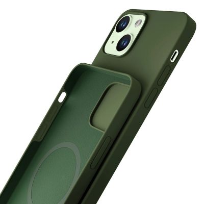 4. 3mk Hardy Silikon-MagCase für iPhone 15 Plus – grün