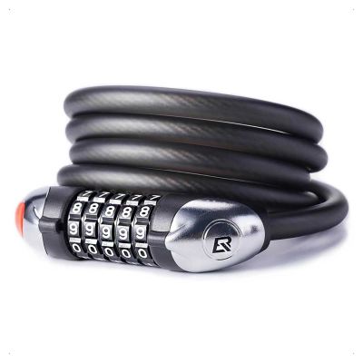 Rockbros RKS531 5-stelliges Fahrradschloss, Stahlseil, 120 cm, mit LED-Beleuchtung – schwarz