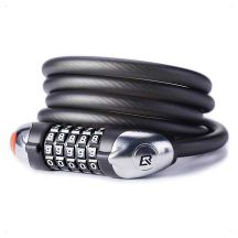 Rockbros RKS531 5-stelliges Fahrradschloss, Stahlseil, 120 cm, mit LED-Beleuchtung – schwarz