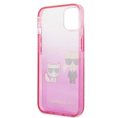 7. Karl Lagerfeld Gradient Ikonik Karl&Choupette Hülle für iPhone 13 mini - Pink