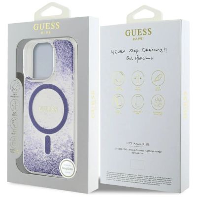 8. Guess HC Resin Bottom Glitter MagSafe Case für iPhone 16 Pro Max - Lila