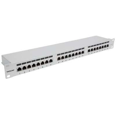 2. INTELLINET 24-Port Cat6a Patchpanel FTP 1HE grau