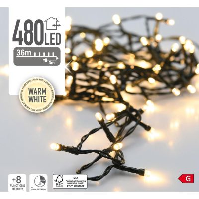 6. WEIHNACHTSBAUMBELEUCHTUNG LICHTERKETTE 480 LED TIMER WARMWEISS