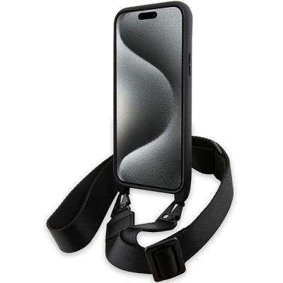 4. BMW M Edition Carbon Stripe & Strap Hülle für iPhone 15 Plus / 14 Plus – Schwarz