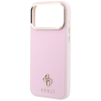 6. Guess Saffiano Small 4G & Classic Logo MagSafe Hülle für iPhone 18 Pro / 17 Pro – Rosa