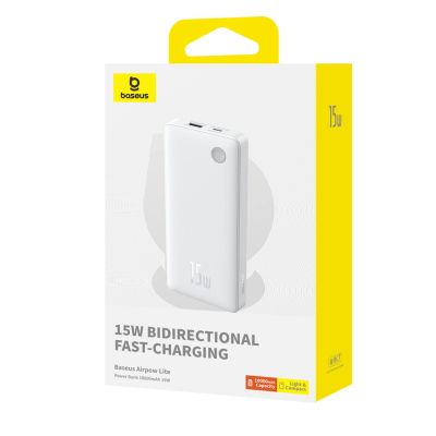 4. Baseus Airpow Lite 10000mAh 15W Powerbank mit Baseus Simple USB-A - USB-C 30cm Kabel - Weiß