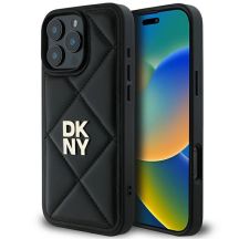 DKNY – Gesteppte iPhone 16 Pro-Hülle mit Stapellogo – Schwarz