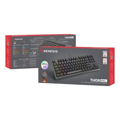 2. GENESIS THOR 404 TKL US GAMING TASTATUR RGB HINTERGRUNDBELEUCHTUNG MECHANISCH SCHWARZ KAILH BOX BRAUN