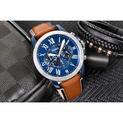5. FOSSIL Grant Herrenuhr aus Leder FS5151 + Box