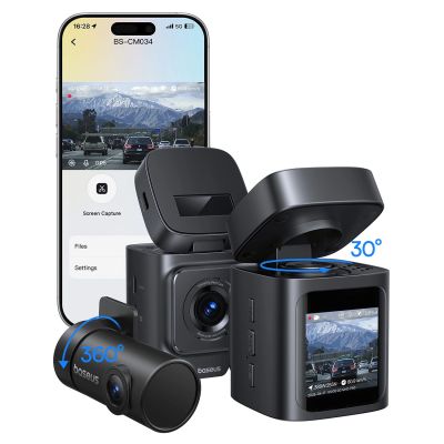 3. Baseus PrimeTrip VD1 Pro 4K Autokamera mit 1080p-Rückfahrkamera und Stromversorgungsset – Schwarz
