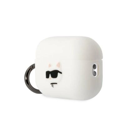 3. Karl Lagerfeld KLAP2RUNCHH AirPods Pro 2 Cover weiß/weiß Silikon Choupette Head 3D
