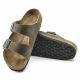 5. Birkenstock Arizona Soft Footbed Oiled Leather Narrow Faded Khaki Slides für schmale Füße (1019377)
