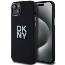 DKNY Liquid Silicone Metal Logo Hülle für iPhone 15 Plus / 14 Plus – Schwarz