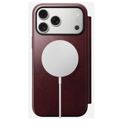 3. NOMAD Modern Leather Folio - MagSafe-kompatible Lederhülle für iPhone 17 Pro Max, Horween-Leder (burgunderrot)
