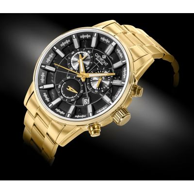 2. Herrenuhr Giewont Chronograph Saphir Gold Schwarz GW4580-B4