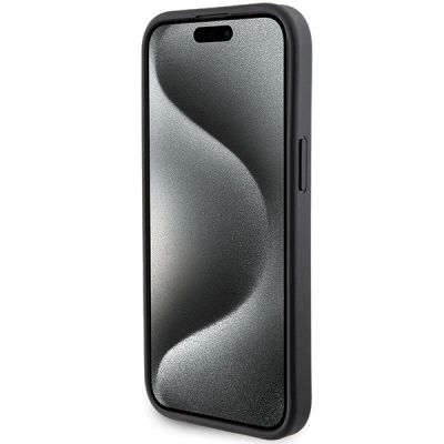 5. Karl Lagerfeld Gripstand Saffiano Karl&Choupette Pins Hülle für iPhone 15 – Schwarz