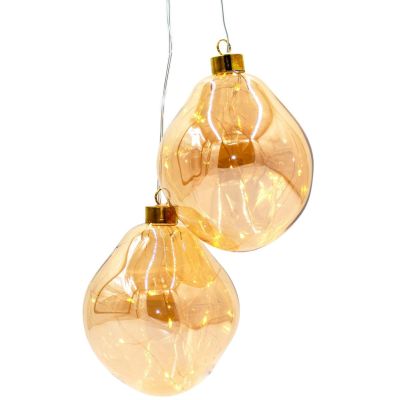 17. Glas-Fallballmatte, 2 Stück, LED, 12 cm, Gold