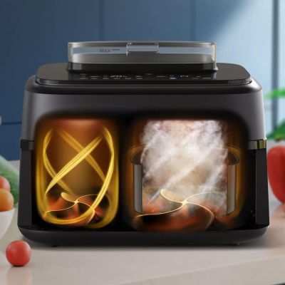 13. Philips Fritteuse der Serie 5000 NA551/00, Doppelfritteuse, 9 l, autonom, 2750 W, Heißluftfritteuse, Schwarz/Silber