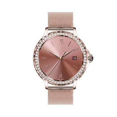 7. VELTORI VT320-1 Damen-Smartwatch, Goldarmband + rosa Silikonarmband