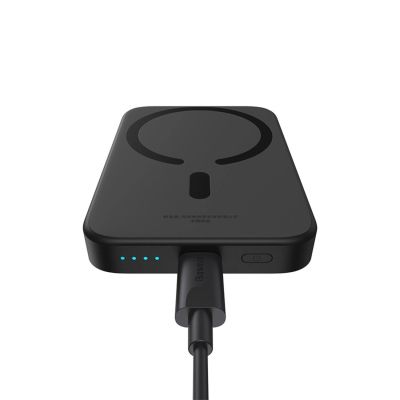 8. Baseus Magnetic Mini Air 6000mAh 20W Powerbank mit induktiver Ladefunktion und Baseus Simple USB-C-Kabel (20V/3A) 30cm – Schwarz