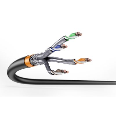 6. Digitus Trockenverlegekabel für den Außenbereich, Kategorie 7, S/FTP, AWG 23/1, PE, 100 m, schwarz, auf Rolle