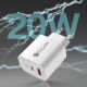 5. A6MaxL 20W USB-A USB-C Wandladegerät mit 1m USB-C - Lightning Kabel - Weiß